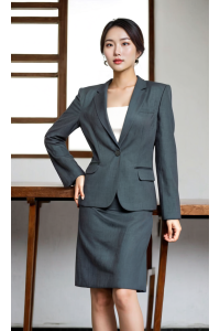 訂製灰色修身女裝西裝裙套裝   設計開衩女裝裙    Mercure Hotel   酒店制服     HL028
